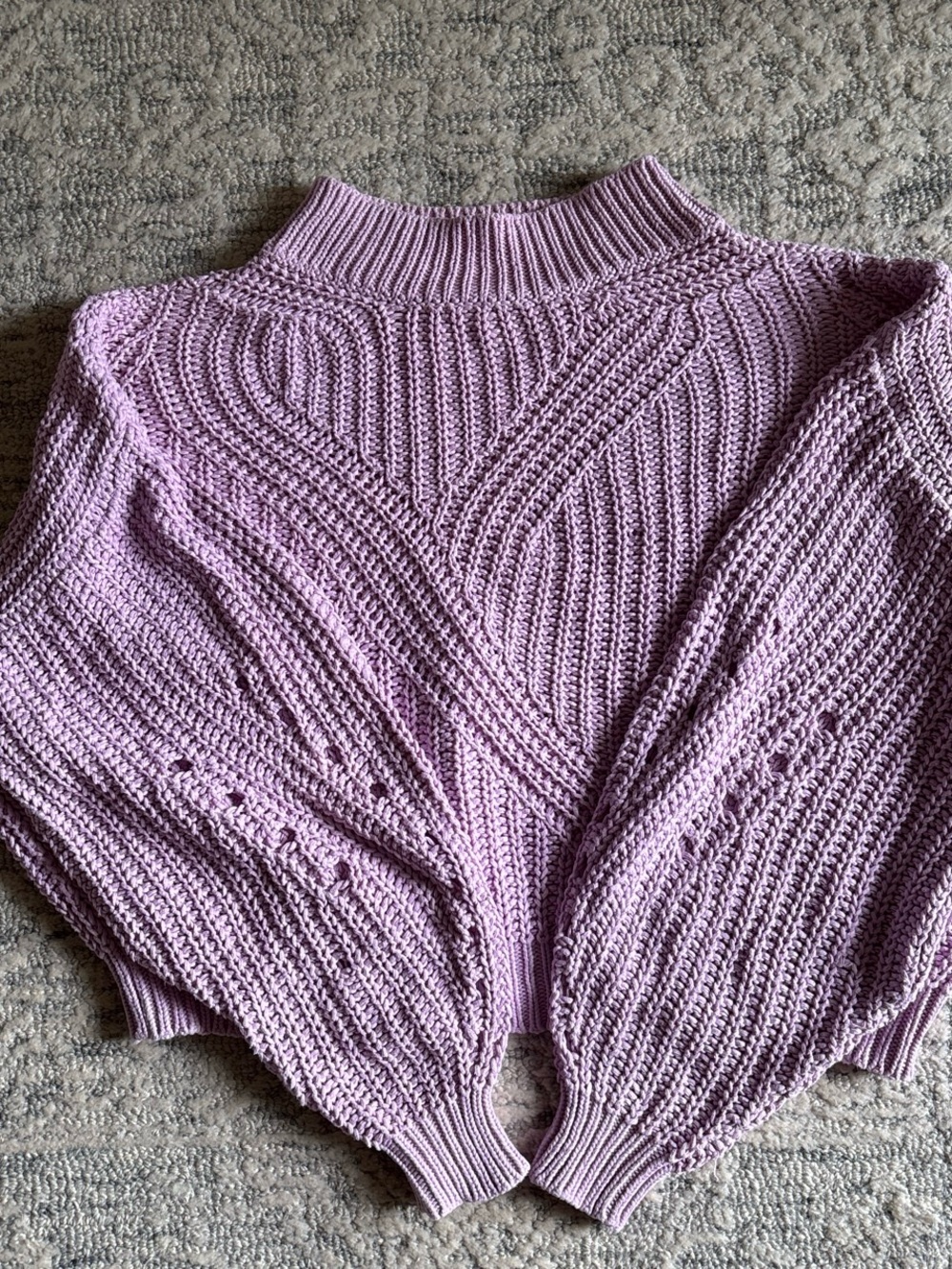 bp Lavender Mock-Neck Textured Knit Sweater